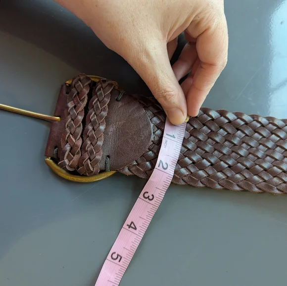 Vintage Y2K Abercrombie &Fitch Wide Basket Weave Leather Belt - Picture 11 of 13